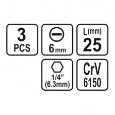 65482 STHOR Set 3 biti profil lat SL6, prindere he..
